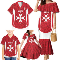 Malta Football Custom Family Matching Mermaid Dress and Hawaiian Shirt Come One Reds - Wonder Print Shop