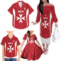 Malta Football Custom Family Matching Off The Shoulder Long Sleeve Dress and Hawaiian Shirt Come One Reds - Wonder Print Shop