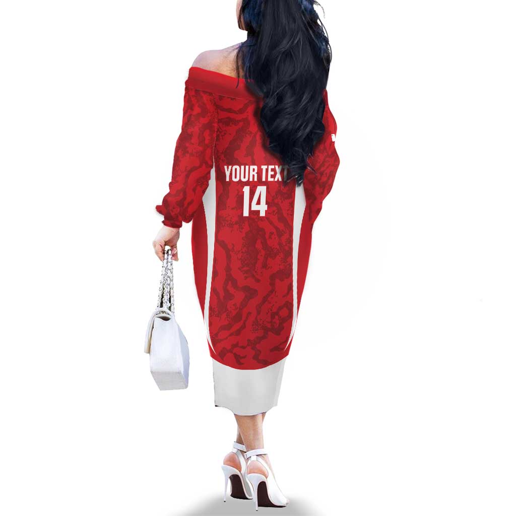 Malta Football Custom Family Matching Off The Shoulder Long Sleeve Dress and Hawaiian Shirt Come One Reds - Wonder Print Shop