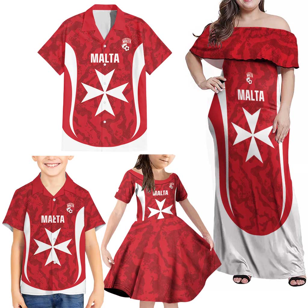 Malta Football Custom Family Matching Off Shoulder Maxi Dress and Hawaiian Shirt Come One Reds - Wonder Print Shop