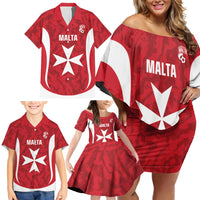 Malta Football Custom Family Matching Off Shoulder Short Dress and Hawaiian Shirt Come One Reds - Wonder Print Shop