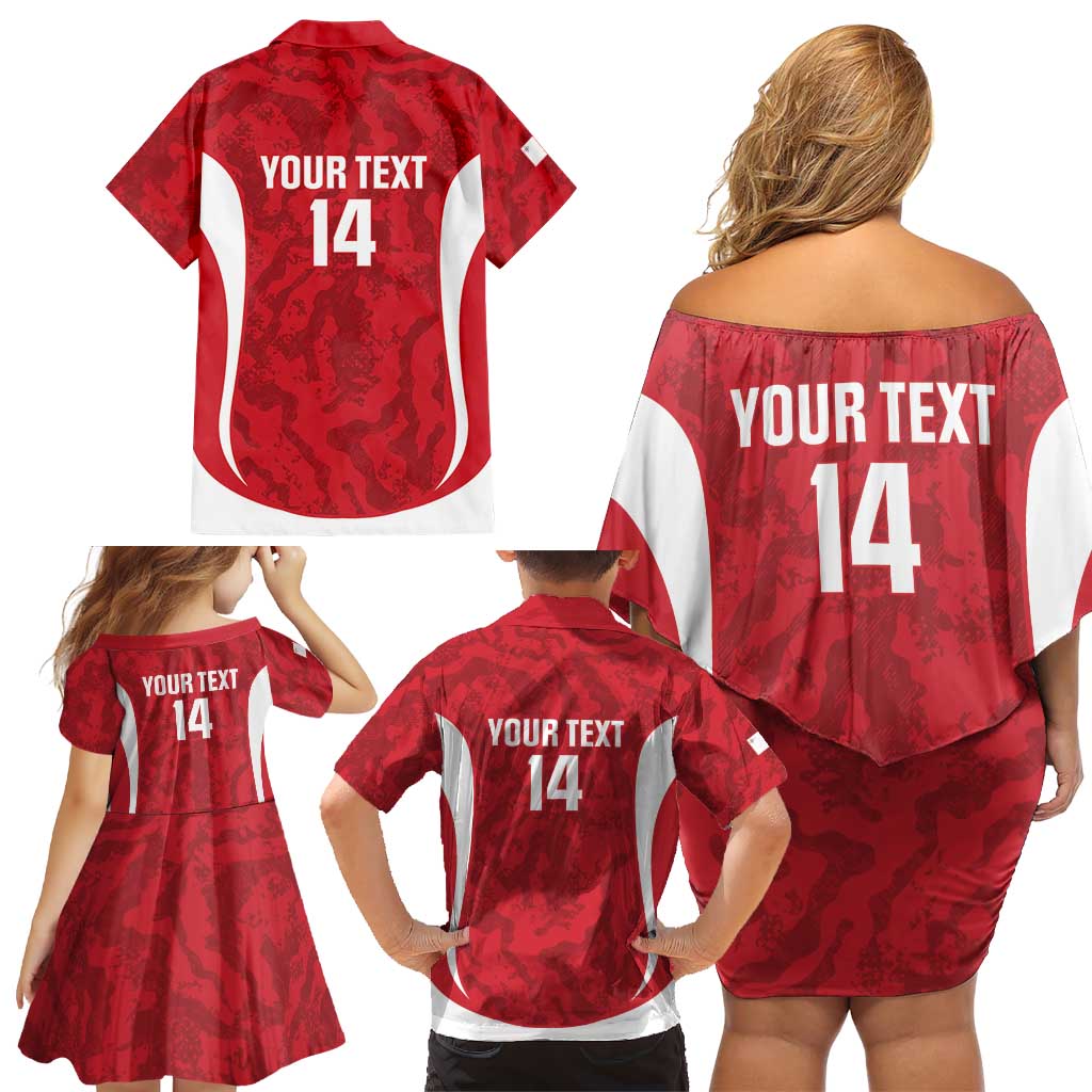 Malta Football Custom Family Matching Off Shoulder Short Dress and Hawaiian Shirt Come One Reds - Wonder Print Shop