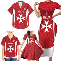 Malta Football Custom Family Matching Short Sleeve Bodycon Dress and Hawaiian Shirt Come One Reds - Wonder Print Shop