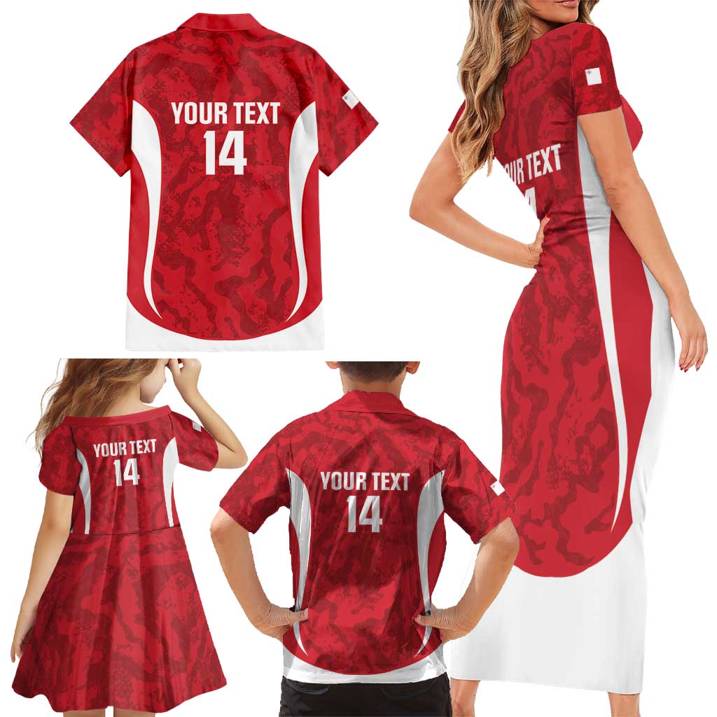Malta Football Custom Family Matching Short Sleeve Bodycon Dress and Hawaiian Shirt Come One Reds - Wonder Print Shop