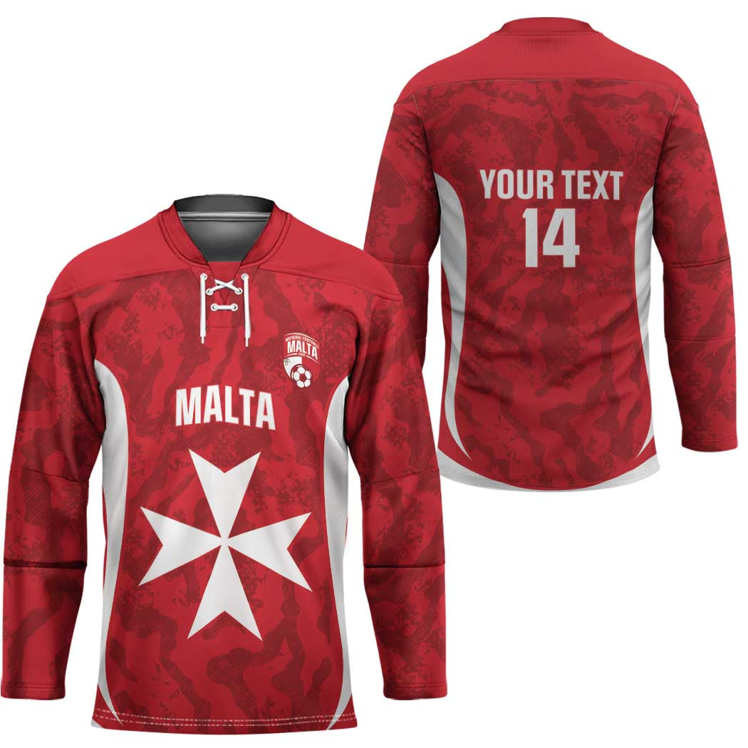 Malta Football Custom Hockey Jersey Come One Reds - Wonder Print Shop