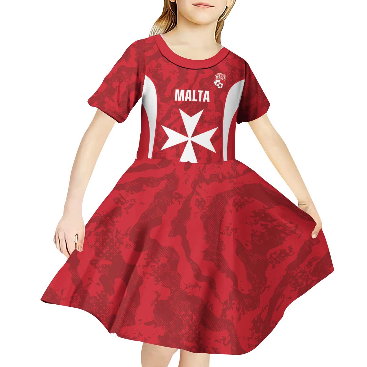 Malta Football Custom Kid Short Sleeve Dress Come One Reds - Wonder Print Shop