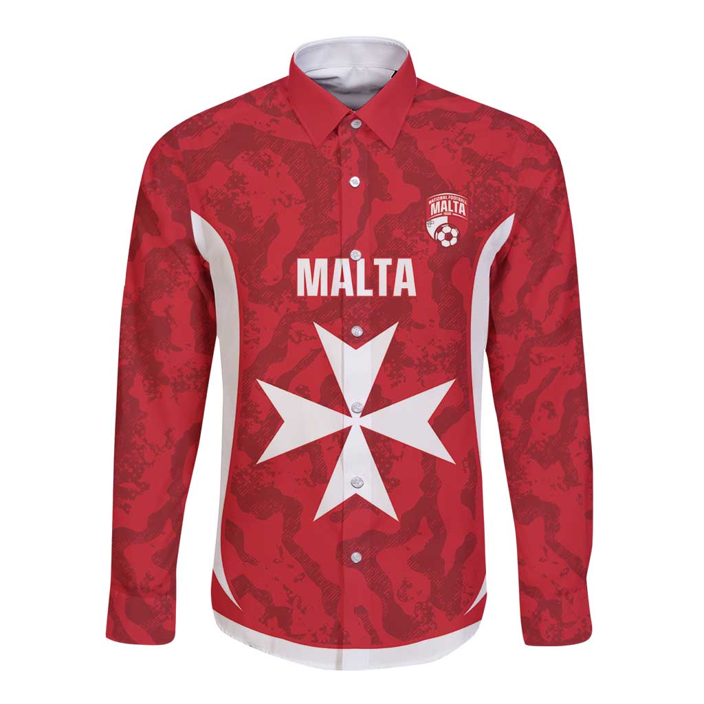 Malta Football Custom Long Sleeve Button Shirt Come One Reds - Wonder Print Shop
