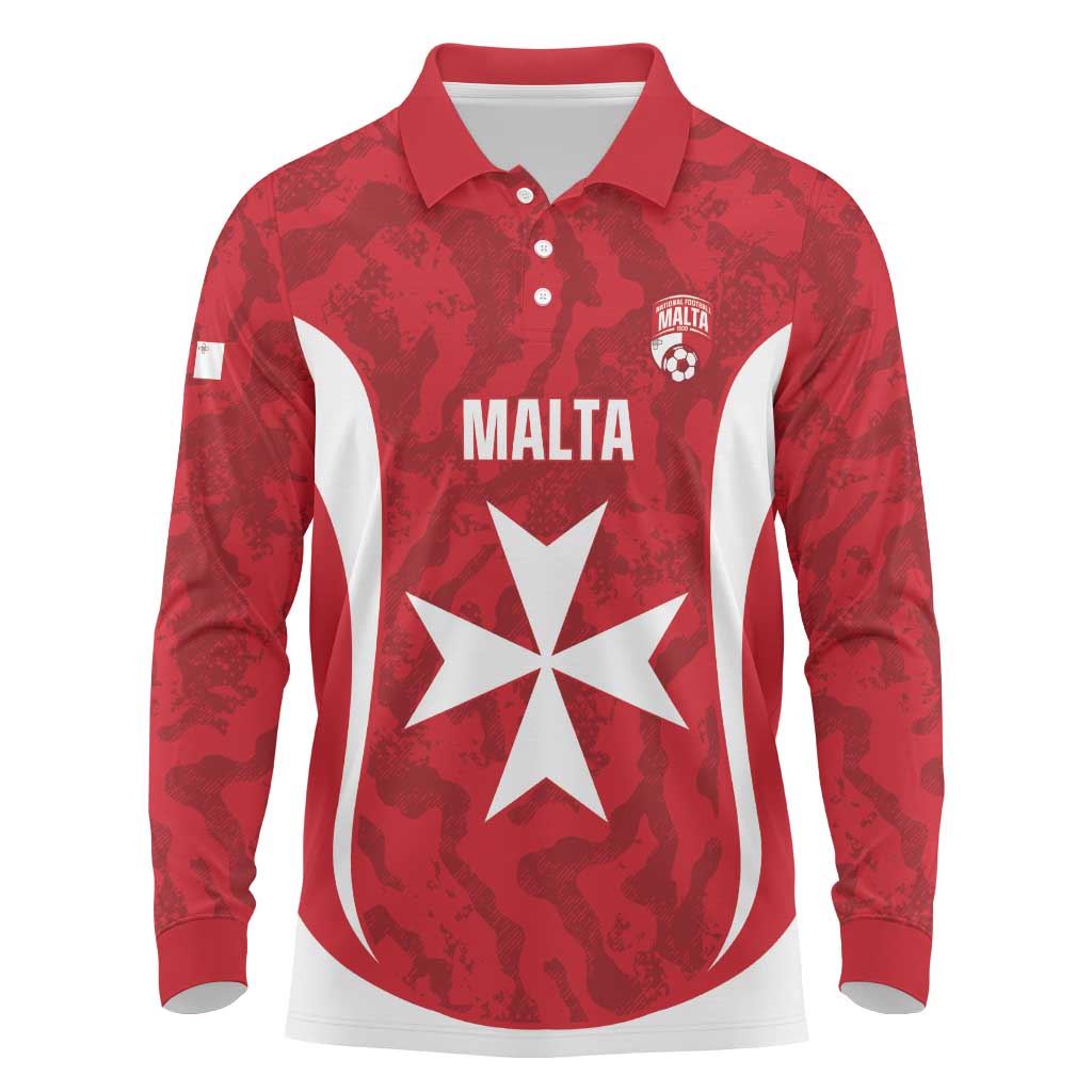 Malta Football Custom Long Sleeve Polo Shirt Come One Reds - Wonder Print Shop