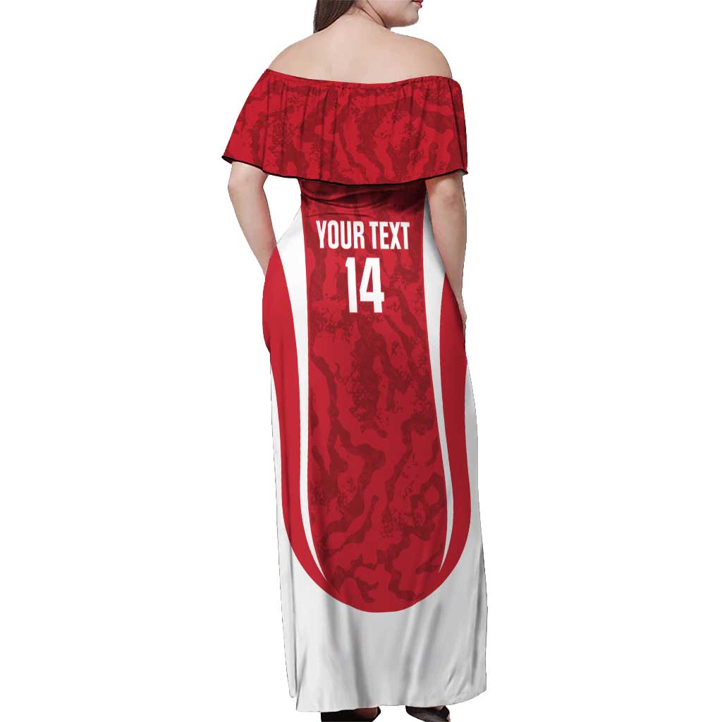 Malta Football Custom Off Shoulder Maxi Dress Come One Reds - Wonder Print Shop