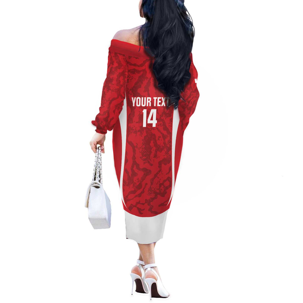 Malta Football Custom Off The Shoulder Long Sleeve Dress Come One Reds - Wonder Print Shop