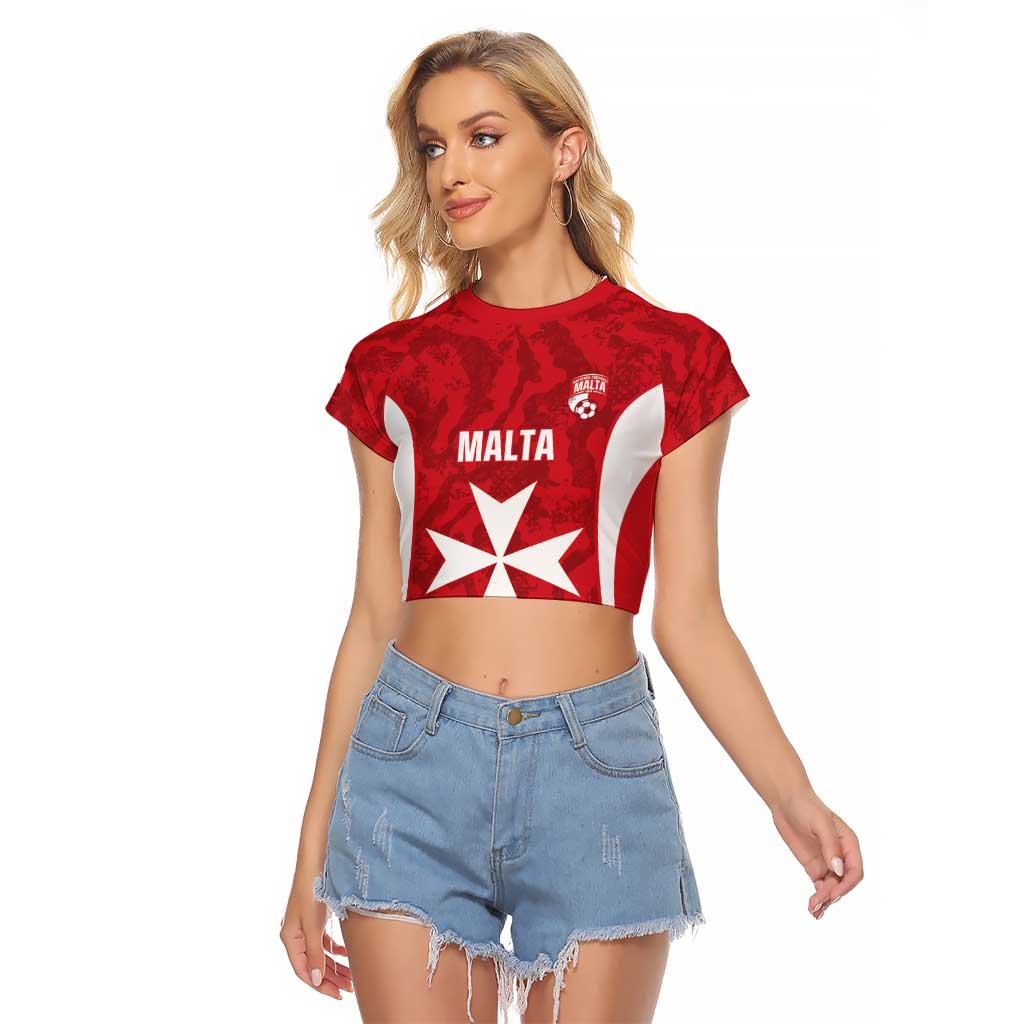 Malta Football Custom Raglan Cropped T Shirt Come One Reds - Wonder Print Shop
