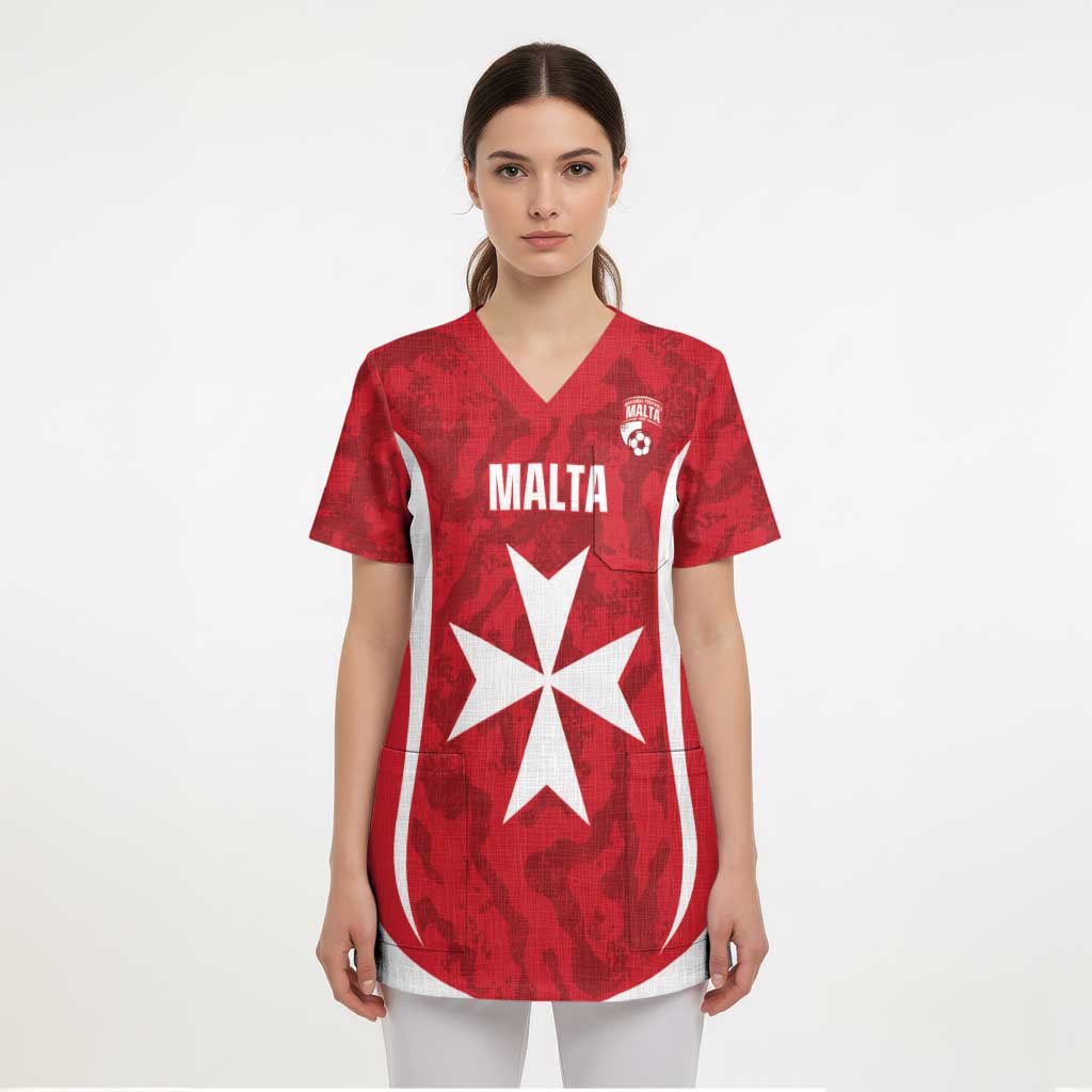 Malta Football Custom Scrub Top Come One Reds - Wonder Print Shop
