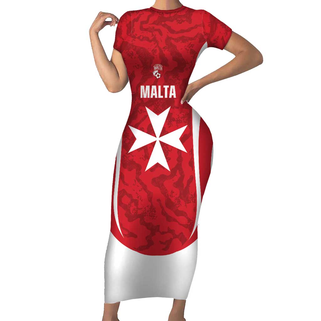 Malta Football Custom Short Sleeve Bodycon Dress Come One Reds - Wonder Print Shop