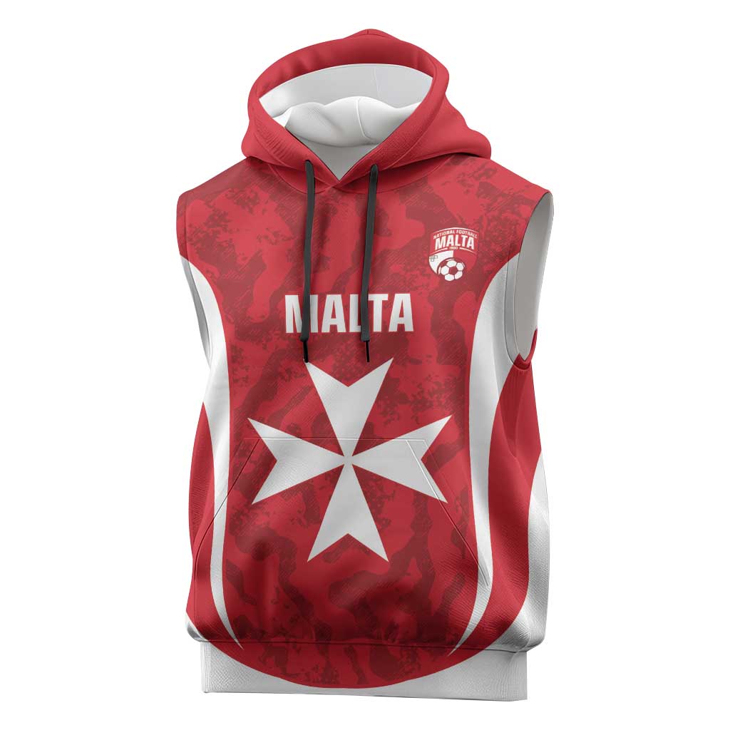 Malta Football Custom Sleeveless Hoodie Come One Reds - Wonder Print Shop