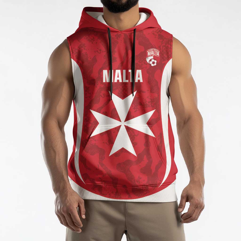 Malta Football Custom Sleeveless Hoodie Come One Reds - Wonder Print Shop