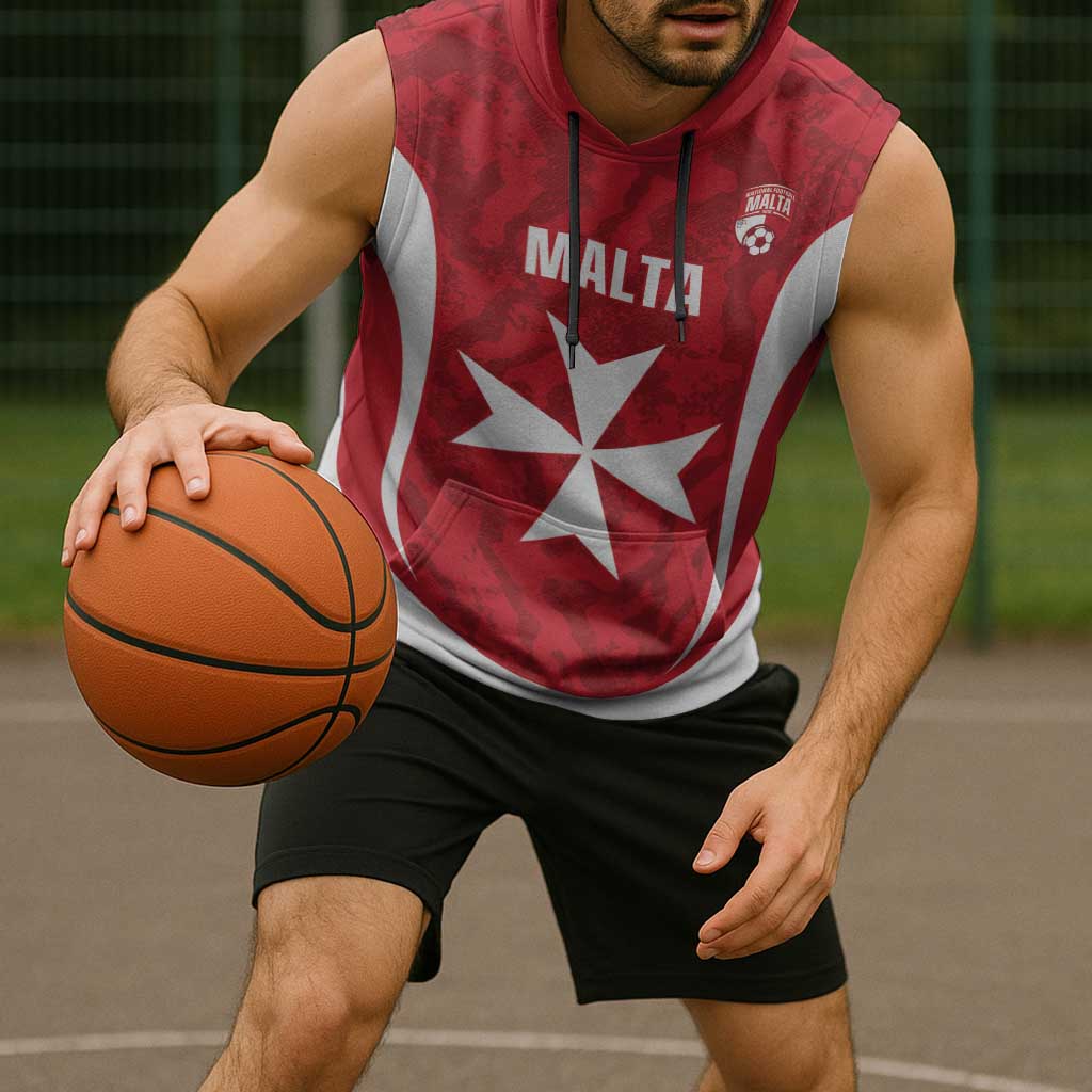 Malta Football Custom Sleeveless Hoodie Come One Reds - Wonder Print Shop