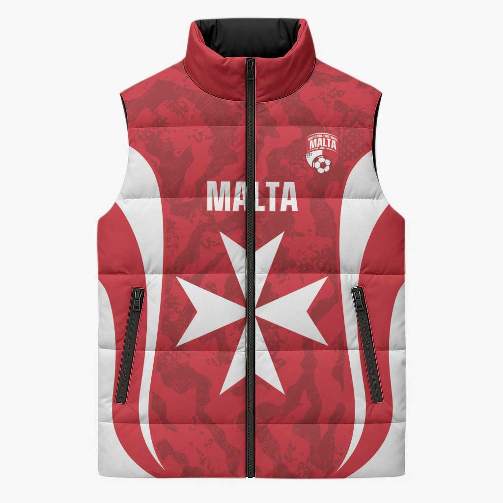 Malta Football Custom Sleeveless Puffer Jacket Come One Reds - Wonder Print Shop