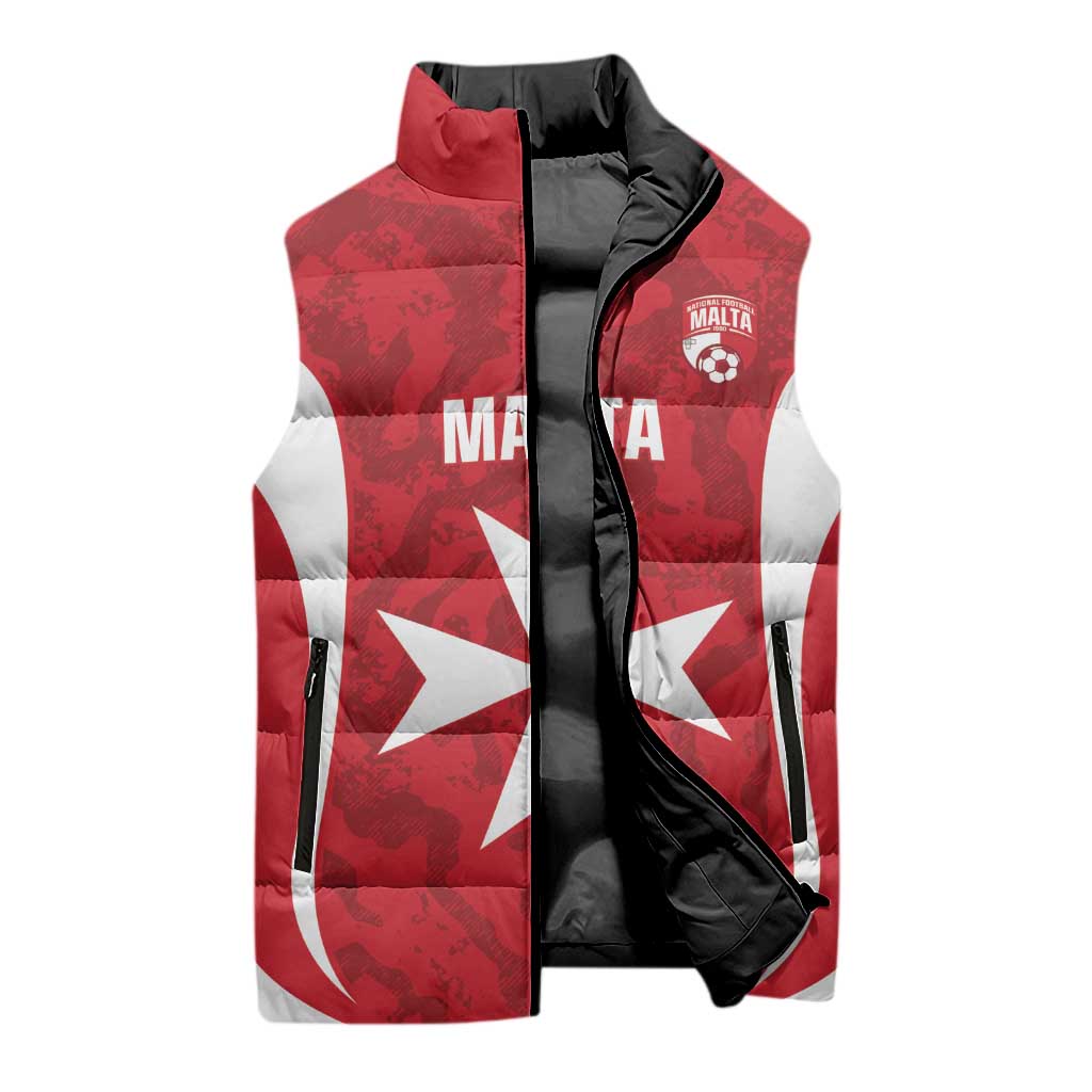 Malta Football Custom Sleeveless Puffer Jacket Come One Reds - Wonder Print Shop