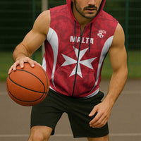 Malta Football Custom Sleeveless Zip Hoodie Come One Reds - Wonder Print Shop