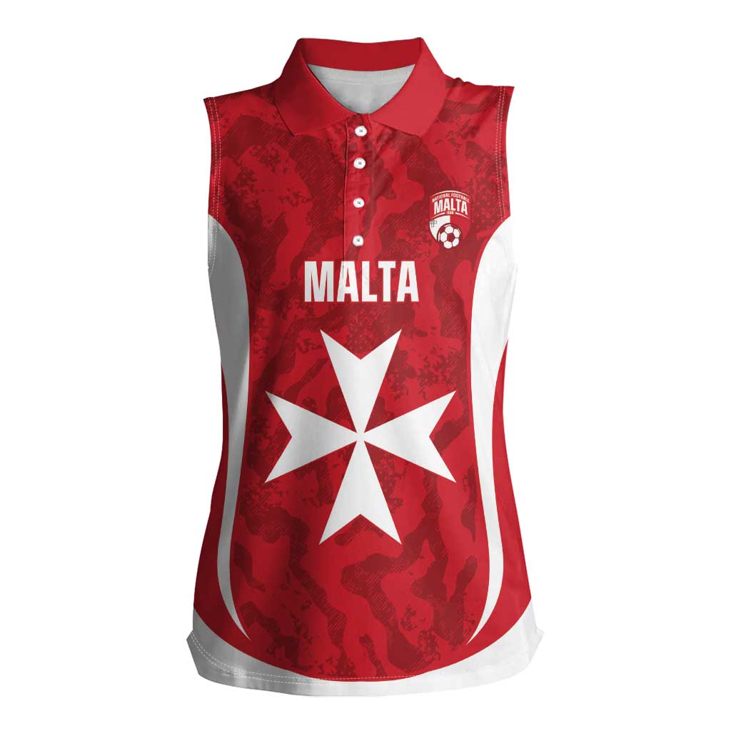 Malta Football Custom Women Sleeveless Polo Shirt Come One Reds - Wonder Print Shop