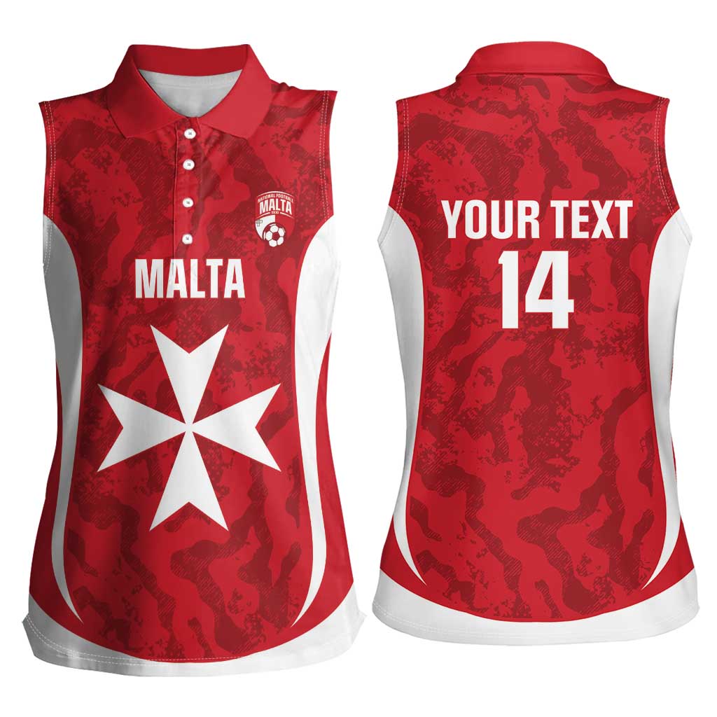Malta Football Custom Women Sleeveless Polo Shirt Come One Reds - Wonder Print Shop