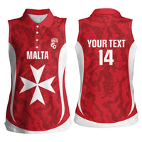 Malta Football Custom Women Sleeveless Polo Shirt Come One Reds - Wonder Print Shop