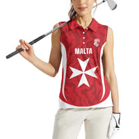 Malta Football Custom Women Sleeveless Polo Shirt Come One Reds - Wonder Print Shop