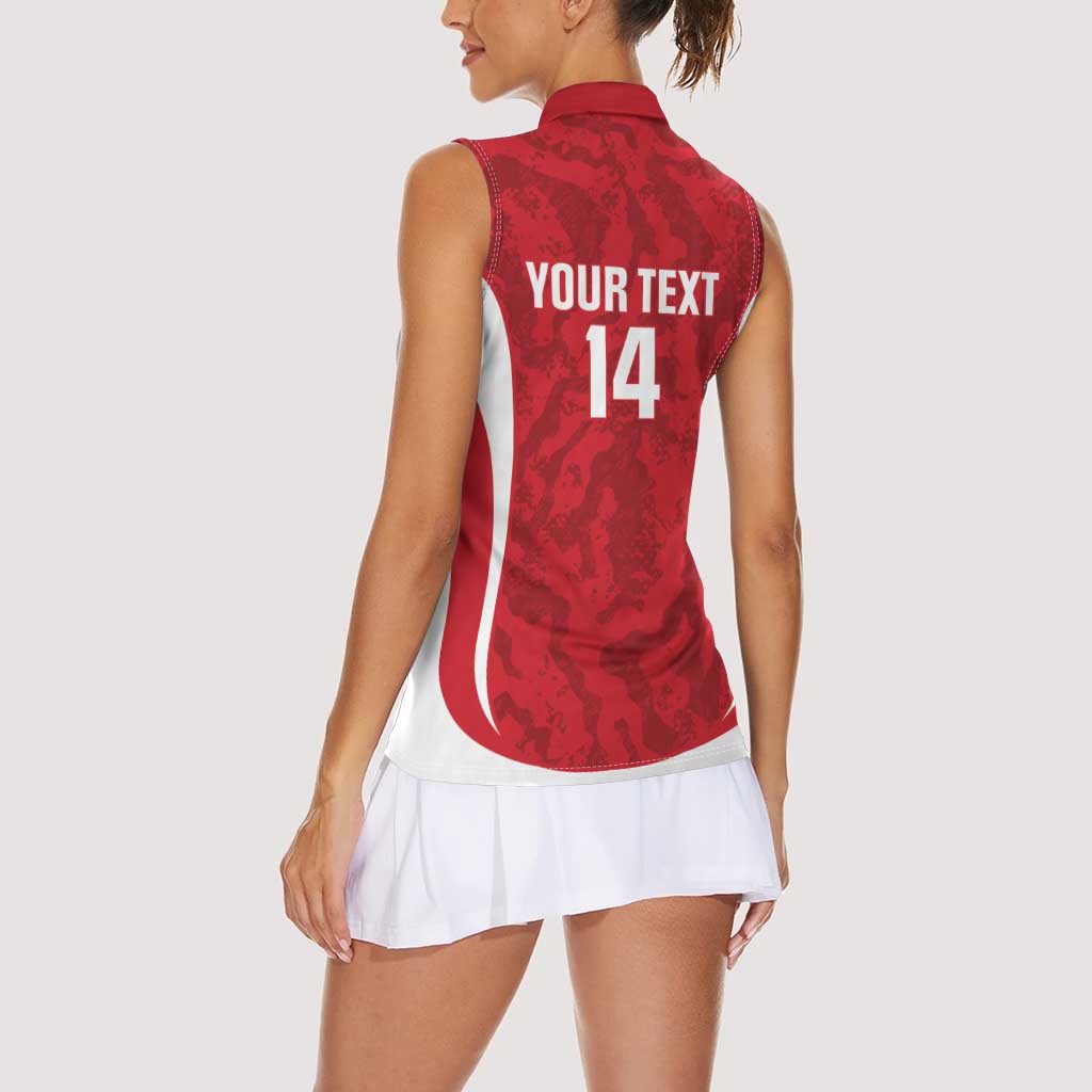 Malta Football Custom Women Sleeveless Polo Shirt Come One Reds - Wonder Print Shop