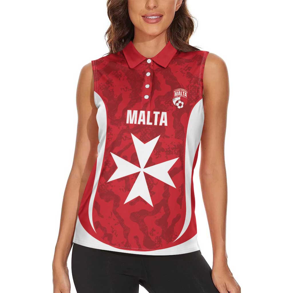 Malta Football Custom Women Sleeveless Polo Shirt Come One Reds - Wonder Print Shop