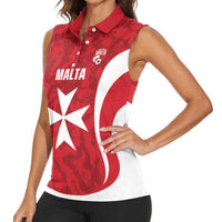 Malta Football Custom Women Sleeveless Polo Shirt Come One Reds - Wonder Print Shop