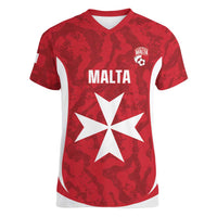 Malta Football Custom Women V-Neck T-Shirt Come One Reds - Wonder Print Shop