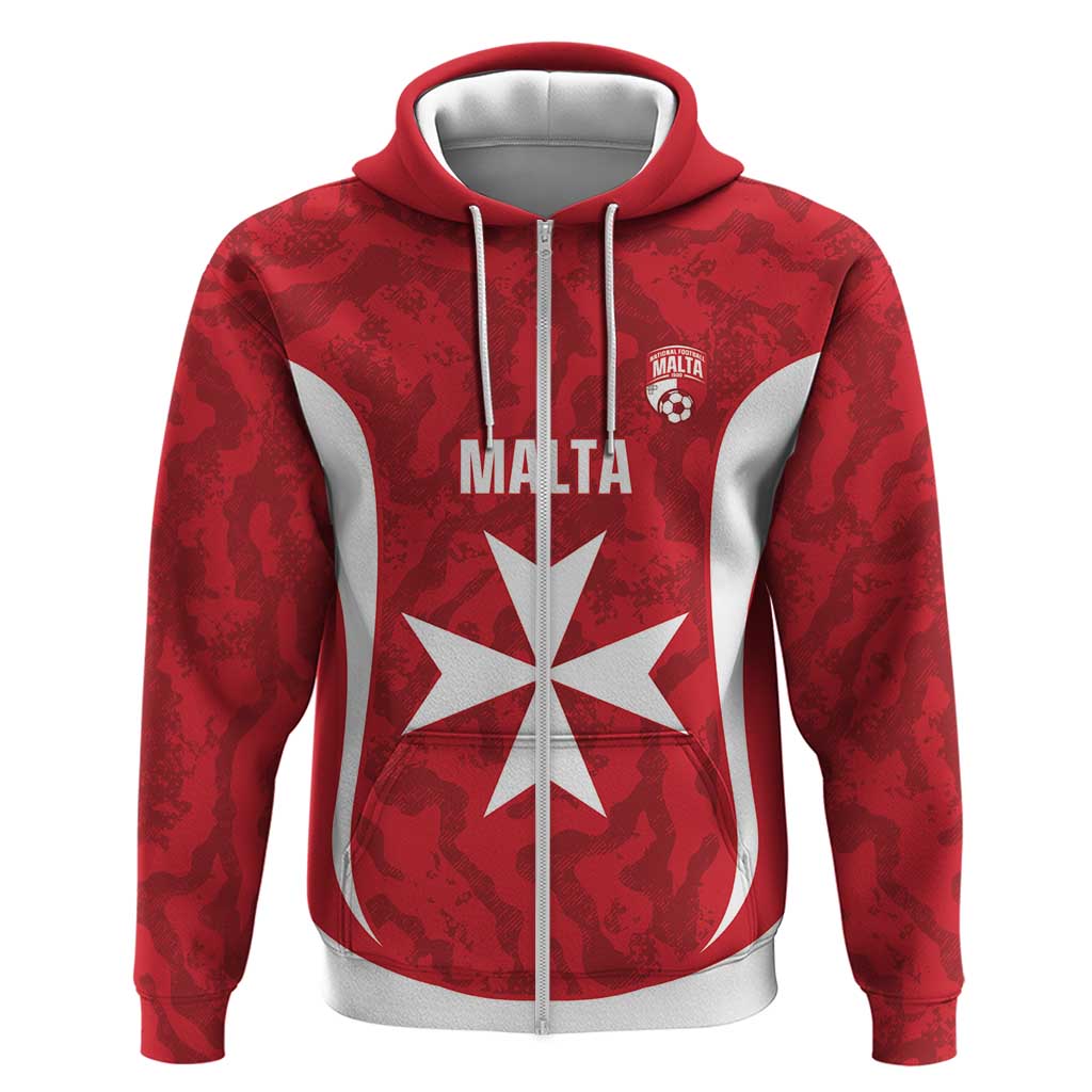 Malta Football Custom Zip Hoodie Come One Reds - Wonder Print Shop