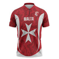 Malta Football Custom Zipper Polo Shirt Come One Reds - Wonder Print Shop