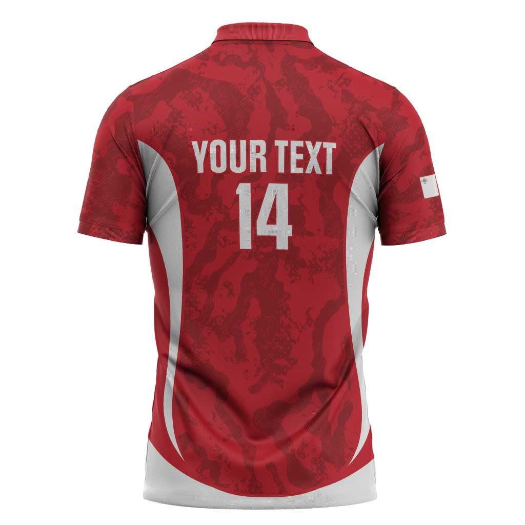 Malta Football Custom Zipper Polo Shirt Come One Reds - Wonder Print Shop