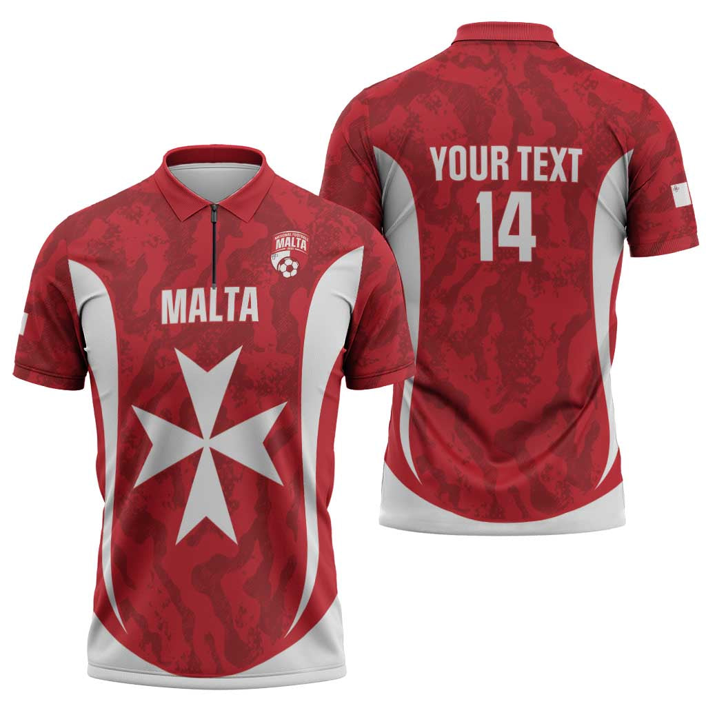 Malta Football Custom Zipper Polo Shirt Come One Reds - Wonder Print Shop