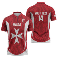 Malta Football Custom Zipper Polo Shirt Come One Reds - Wonder Print Shop