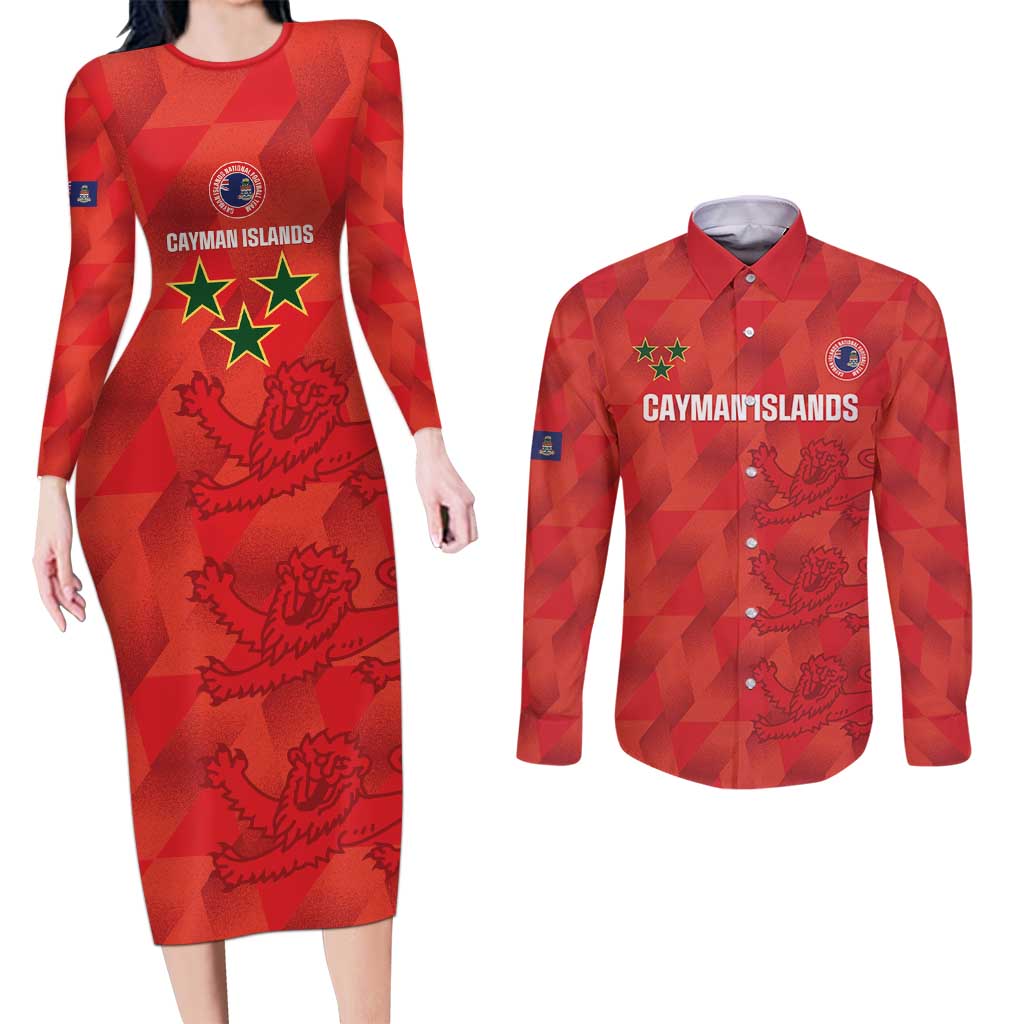 Custom Cayman Islands Football Couples Matching Long Sleeve Bodycon Dress and Long Sleeve Button Shirt 2025 Go Champions