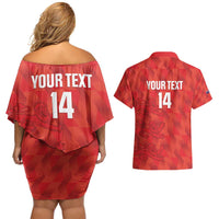 Custom Cayman Islands Football Couples Matching Off Shoulder Short Dress and Hawaiian Shirt 2025 Go Champions