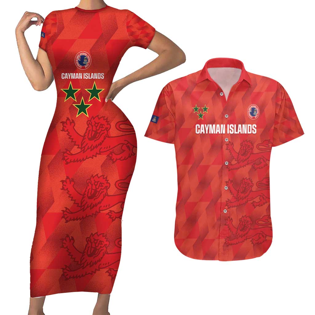 Custom Cayman Islands Football Couples Matching Short Sleeve Bodycon Dress and Hawaiian Shirt 2025 Go Champions