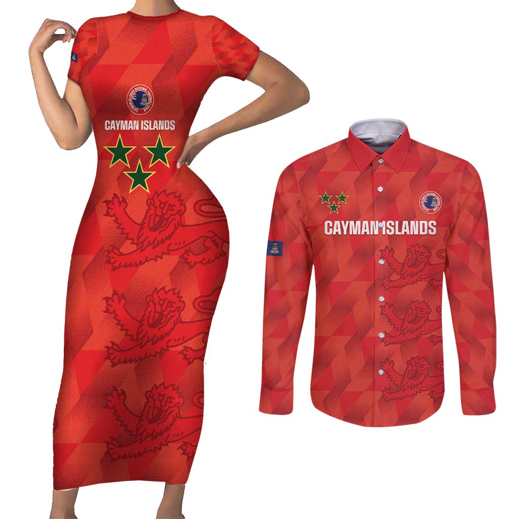 Custom Cayman Islands Football Couples Matching Short Sleeve Bodycon Dress and Long Sleeve Button Shirt 2025 Go Champions