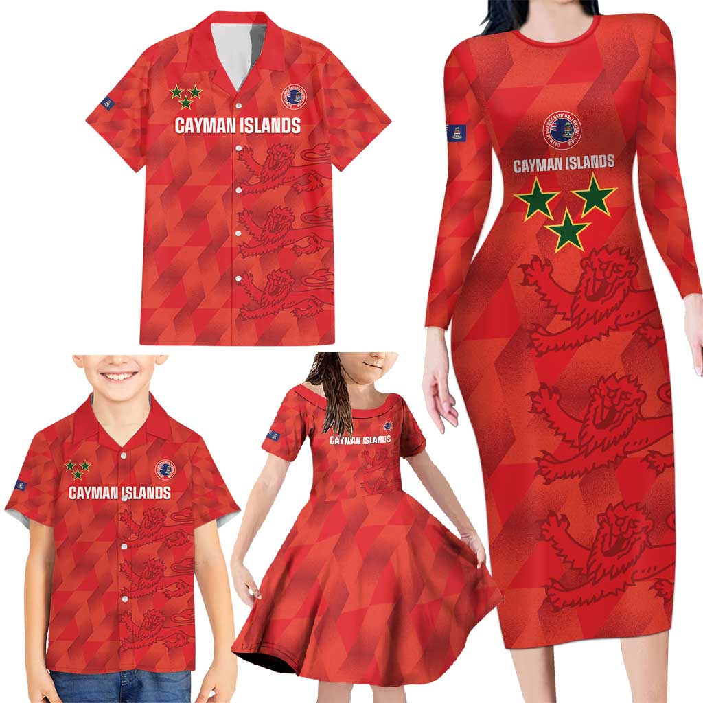 Custom Cayman Islands Football Family Matching Long Sleeve Bodycon Dress and Hawaiian Shirt 2025 Go Champions - Wonder Print Shop