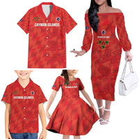 Custom Cayman Islands Football Family Matching Off The Shoulder Long Sleeve Dress and Hawaiian Shirt 2025 Go Champions