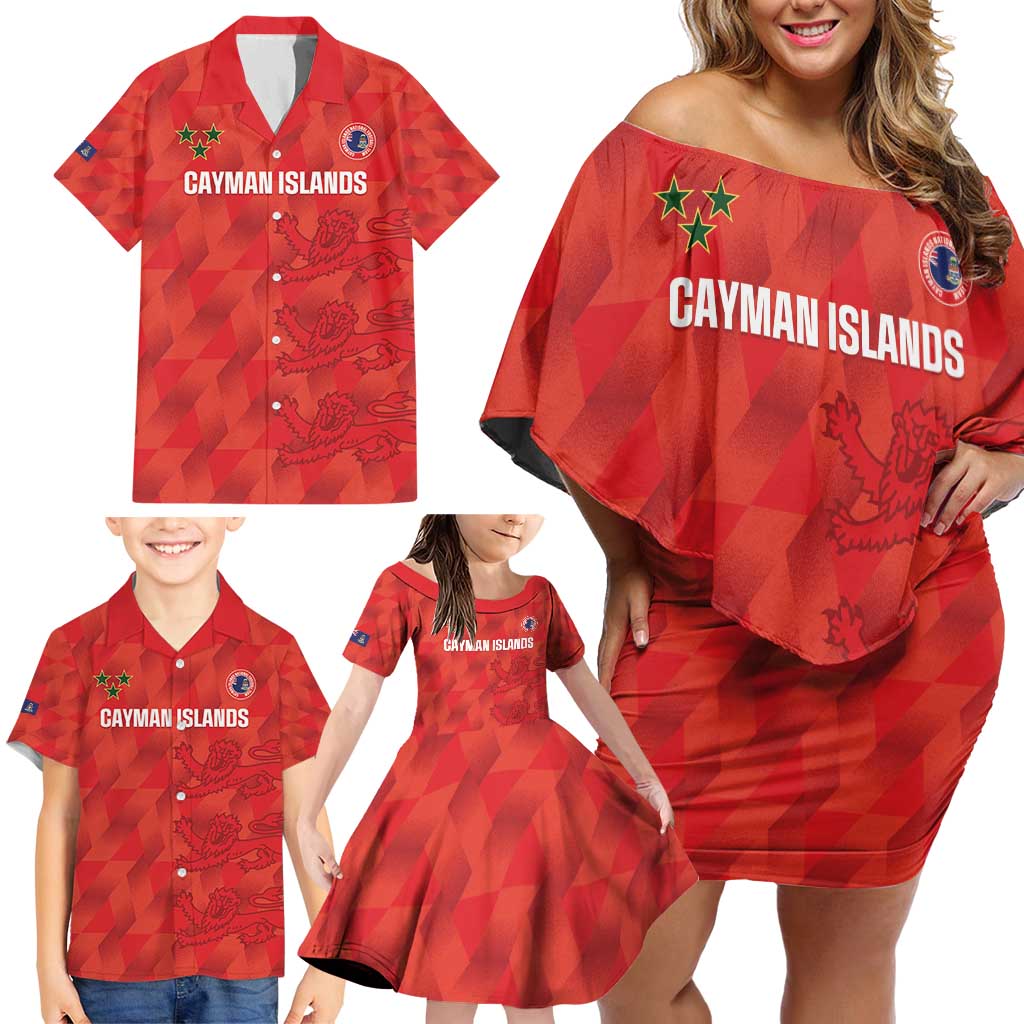 Custom Cayman Islands Football Family Matching Off Shoulder Short Dress and Hawaiian Shirt 2025 Go Champions - Wonder Print Shop