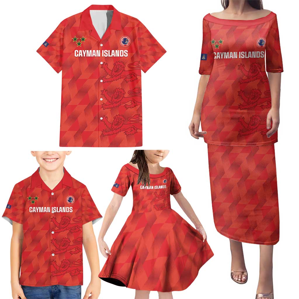 Custom Cayman Islands Football Family Matching Puletasi and Hawaiian Shirt 2025 Go Champions