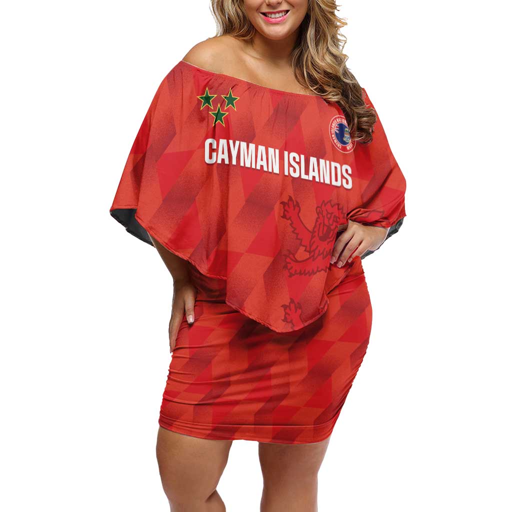 Custom Cayman Islands Football Off Shoulder Short Dress 2025 Go Champions - Wonder Print Shop