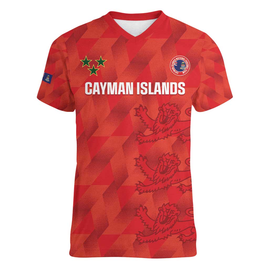 Custom Cayman Islands Football Women V-Neck T-Shirt 2025 Go Champions - Wonder Print Shop