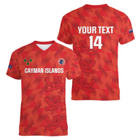 Custom Cayman Islands Football Women V-Neck T-Shirt 2025 Go Champions - Wonder Print Shop