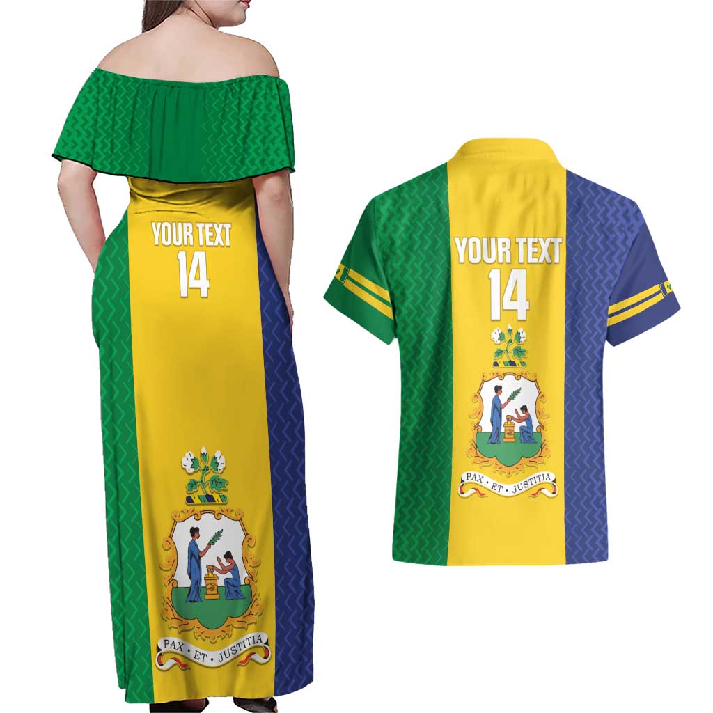 Custom Saint Vincent and the Grenadines Football Couples Matching Off Shoulder Maxi Dress and Hawaiian Shirt Go Champions Vincy Heat