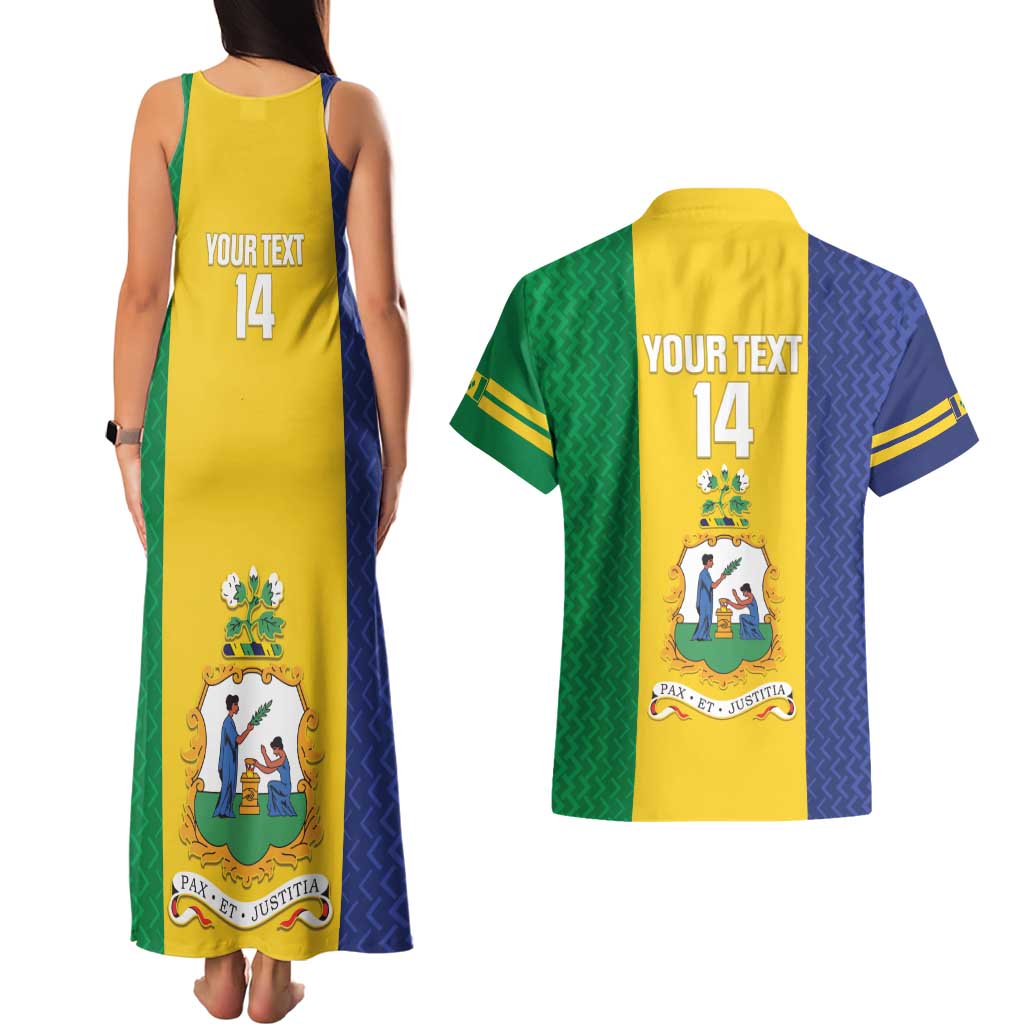 Custom Saint Vincent and the Grenadines Football Couples Matching Tank Maxi Dress and Hawaiian Shirt Go Champions Vincy Heat