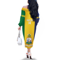 Custom Saint Vincent and the Grenadines Football Family Matching Off The Shoulder Long Sleeve Dress and Hawaiian Shirt Go Champions Vincy Heat